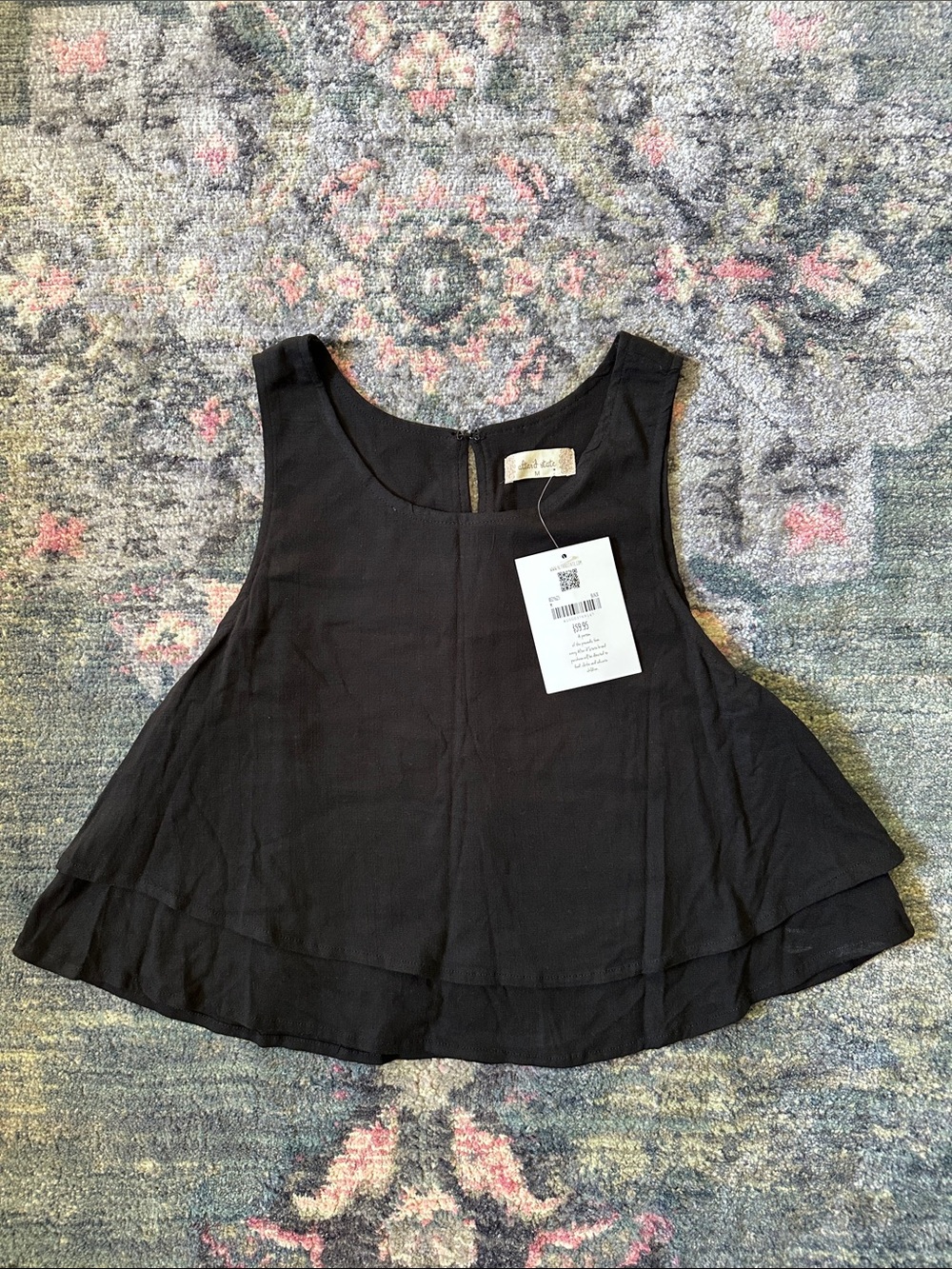 Altar'd State Black Sleeveless Layered Hem Tank NWT Medium Business NYC Luxury